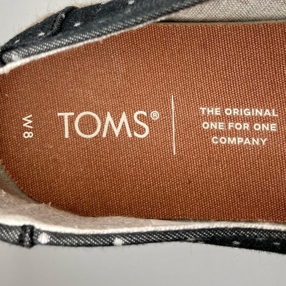 TOMS Venice Collection Polka Dot Chambray Alpargatas in Black/White Women’s 8 - Picture 6 of 6